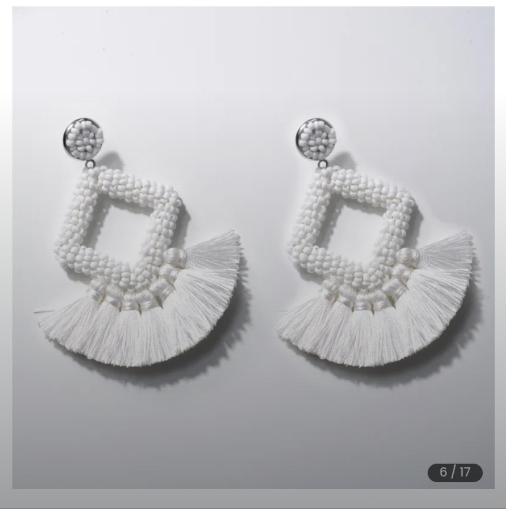 Elegant White Beaded Earrings